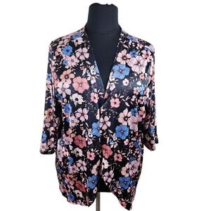 Emery‎ Rose 4XL Floral Kimono Open Front Womens Plus Size Duster Cardigan